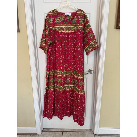 Dresses & Skirts - The Vermont Country Store Red Floral Ankle Length Cotton Muumuu Plus Size 3X